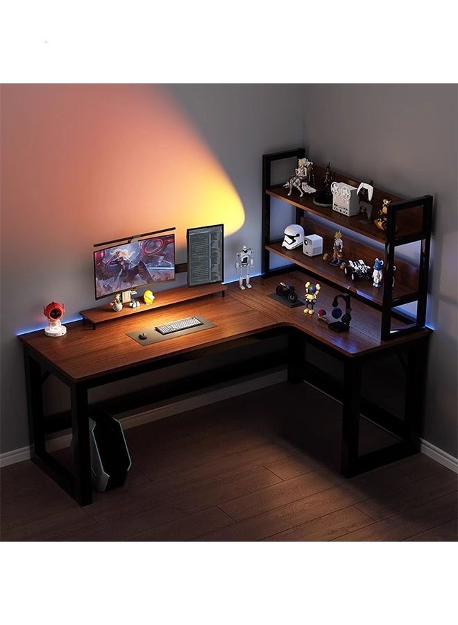 Spides طاولة كمبيوتر على شكل L طاولة زاوية منزلية لطاولة الألعاب اليسرى واليمنى قابلة للعكس طاولة كمبيوتر سطح المكتب مع رفوف تخزين إطار معدني قوي طاولة ألعاب مع حامل شاشة محطة عمل دراسية مريحة للمنزل والمكتب والدراسة والعمل - Image 1